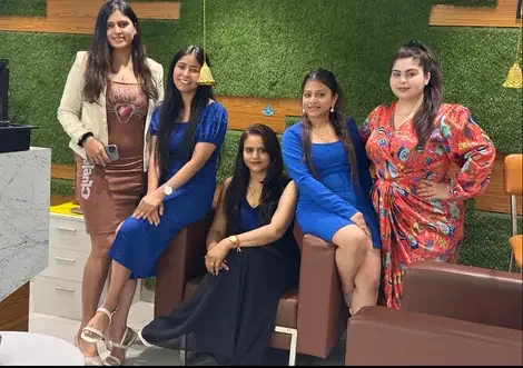 Colleagues together in the office lounge